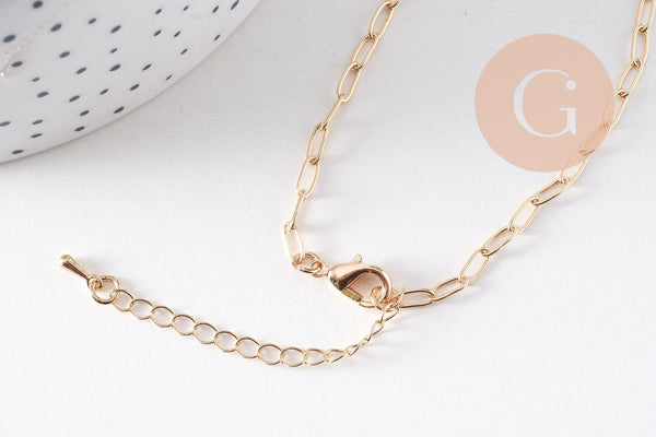 Collier médaille émaillée Oeil bleu-vert zircons chaine zamac doré 45cm x1 (G10364-3)