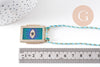 Collier médaille émaillée Oeil bleu zircon zamac doré, collier cordon tressé 45cm x1 (G10364-2)
