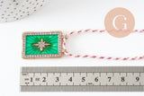 Collier médaille émaillée étoile vert zircon zamac doré, collier cordon tressé 45cm x1 (G9564)