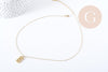 Collier médaille rectangle lune et étoiles acier 304 inoxydable doré 40cm, x1 (G9216)