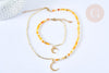 Collier ou Bracelet breloque lune laiton doré perles agate teintées, idée cadeau anniversaire, cadeau fête des mères, x1 G7898