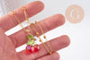 Collier pendentif fruits laiton doré et résine 44.9mm, x1 (G10279)