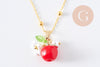 Collier pendentif fruits laiton doré et résine 44.9mm, x1 (G10279)