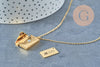 Collier pendentif locket enveloppe avec carte personnalisable acier 304 inoxydable doré IP, x1 (G10202)