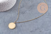 Collier pendentif rond rotatif personnalisable acier 304 inoxydable doré, x1 (G10928)