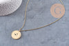 Collier pendentif rond rotatif personnalisable acier 304 inoxydable doré, x1 (G10928)