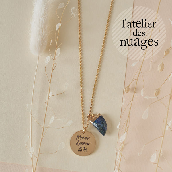 Collier personnalisé médaille gravée Arc-en-ciel acier inoxydable 304, (ADN11)