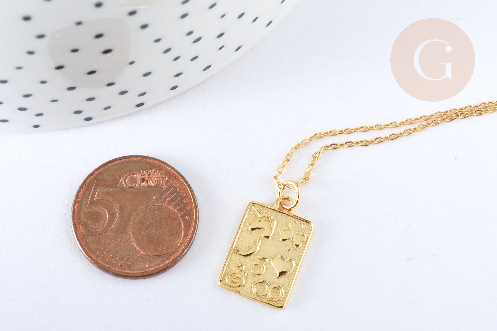 Collier rectangle symbole porte bonheur argent 925 doré 24K- 45cm,idée cadeau anniversaire, x1 (G7258)