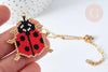 Collier sautoir pendentif tissage coccinelle perle de rocailles acier doré 50cm, cadeau pour femme, x1 (G7688)