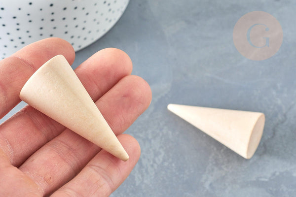 Cône en bois clair 50mm, présentoir à pour bague, présentoir bijoux pour marchés de créateurs, x1 G8116
