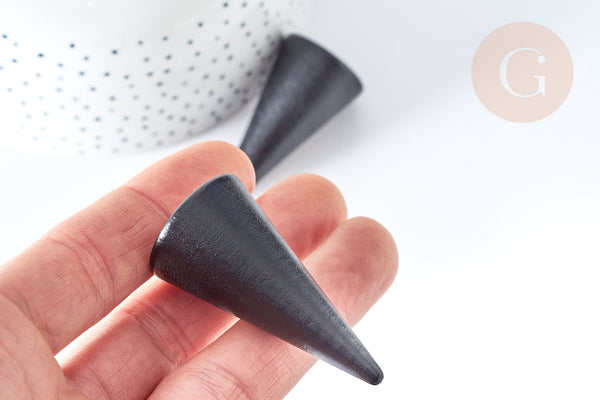 Cône en bois noir Présentoir à pour bague, x1 (G8117)