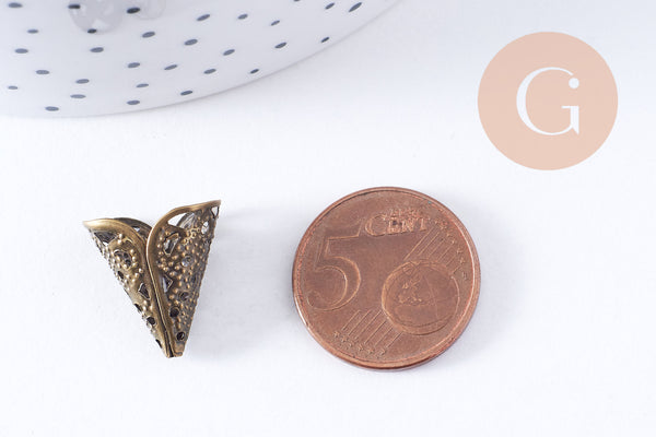 Cônes colerettes fer bronze dentelle 18mm, x20 (G10649)