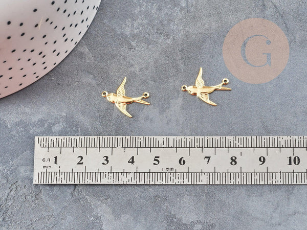 Connecteur Hirondelle acier 201 inoxydable doré 18K 19.5mm, x1 (G9054)