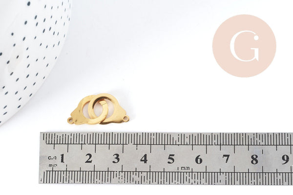 Connecteur Menottes acier 201 inoxydable doré 27mm, x1 (G8994)