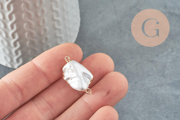 Connecteur Pendentif grosse perle naturelle eau douce Keshi 20-32mm, x1 (G1480)