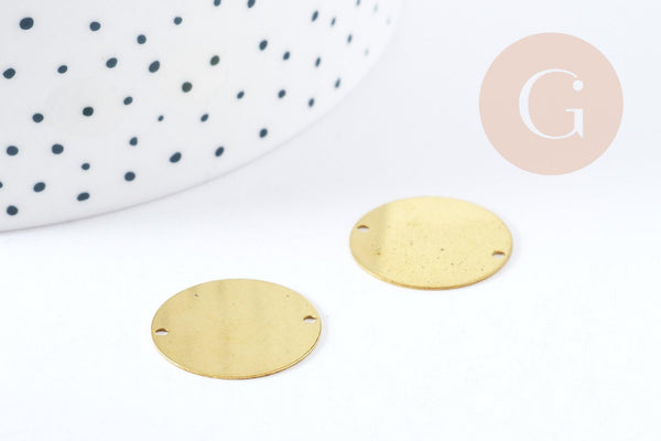 Connecteur Rond laiton brut 20mm, fabrication bijoux fantaisie microcramé x2 G6505