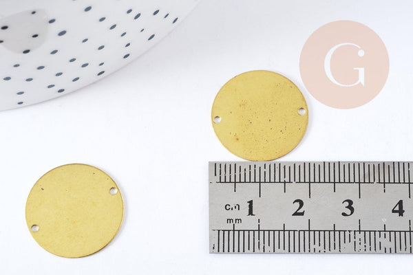 Connecteur Rond laiton brut 20mm, fabrication bijoux fantaisie microcramé x2 G6505