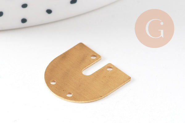 Connecteur U laiton brut, connecteurs, laiton brut, pendentif géométriques création bijoux 17x15.5mm, x5 (G3127)