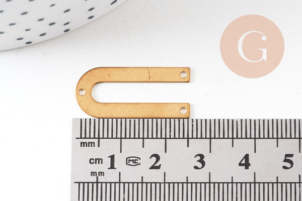 Connecteur U laiton brut, connecteurs, laiton brut, pendentif géométriques création bijoux, 19mm, x5 (G2561)