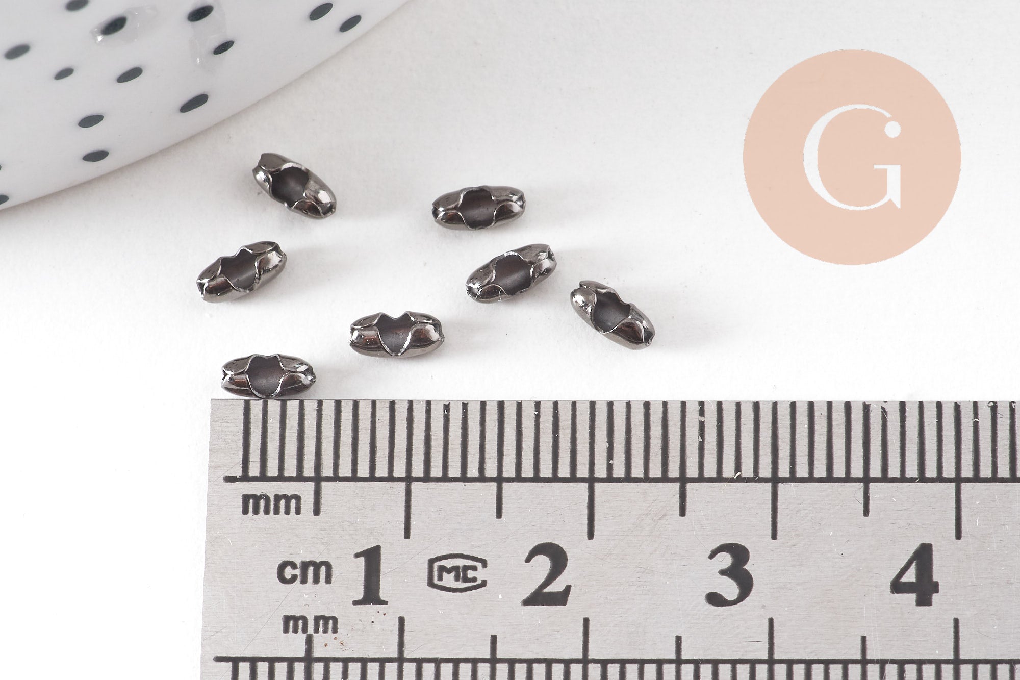 Connecteur chaîne à billes laiton gunmetal 6x5mm, x50 (G10898)