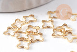 Connecteur croix laiton doré strié 24K 7.5mm, x10 (G10372)
