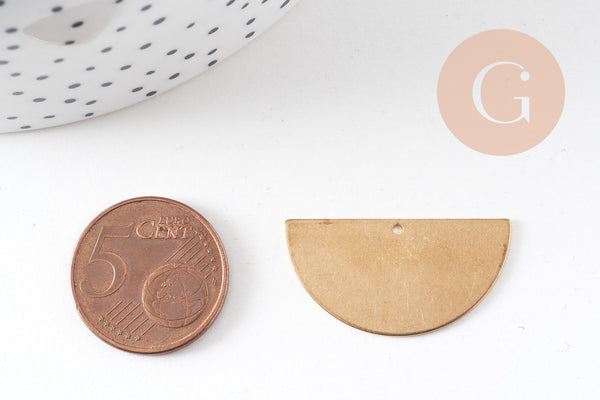 Connecteur demi-cercle laiton brut 1 trou, connecteurs, pendentif géométriques 30x15.5mm, x5 G3126