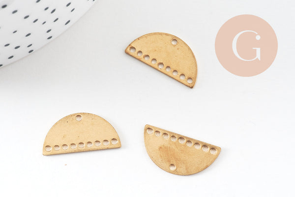 Connecteur demi-cercle laiton brut 21x10mm, pendentif laiton brut géométriques création bijoux, x5 G3237