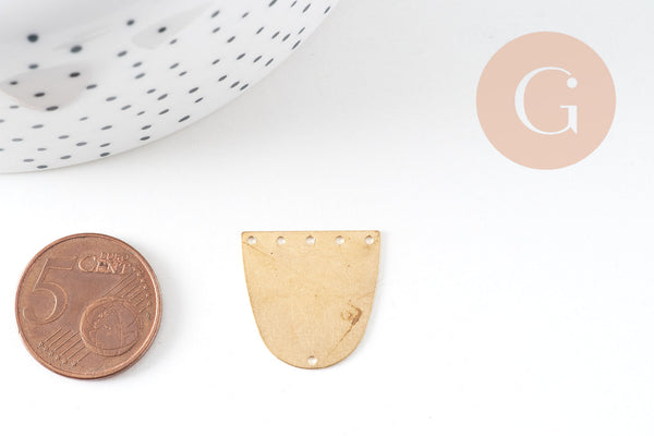 Connecteur demi-cercle laiton brut 6 trous 20mm, pendentif géométriques création bijoux, x5 G3196