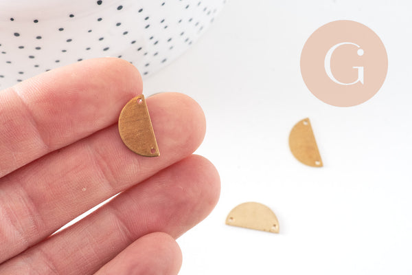 Connecteur demi-cercle laiton brut, connecteurs pendentif géométriques 15mm, x5 (G2562)