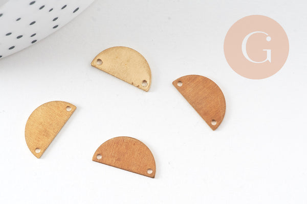 Connecteur demi-cercle laiton brut, connecteurs pendentif géométriques 15mm, x5 (G2562)