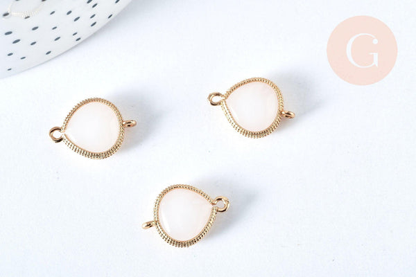 Connecteur goutte cristal verre laiton doré 19mm, x1 (G6972)