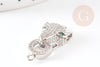 Connecteur léopard laiton doré et strass, pendentif qualité, pendentif doré, fermoir luxe,fabrication bijoux,29mm, x1 G4813