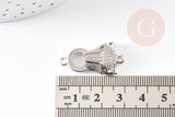 Connecteur léopard laiton doré et strass, pendentif qualité, pendentif doré, fermoir luxe,fabrication bijoux,29mm, x1 G4813