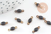 Connecteur ovale laiton brut émail noir, laiton doré, pendentif ovale, 10.5mm, x10 G3351