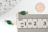 Connecteur ovale laiton brut émail vert, laiton doré, pendentif ovale, 10.5mm, x10 G3352