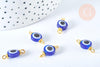 Connecteur rond Oeil résine bleue 19mm, pendentif mauvais œil en résine, x10 (G6942)