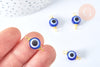 Connecteur rond Oeil résine bleue 19mm, pendentif mauvais œil en résine, x10 (G6942)