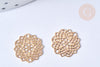 Connecteur rosace fleur laiton doré gravé 13,5mm, connecteur pour création pendentif romantique,x2 (G7788)