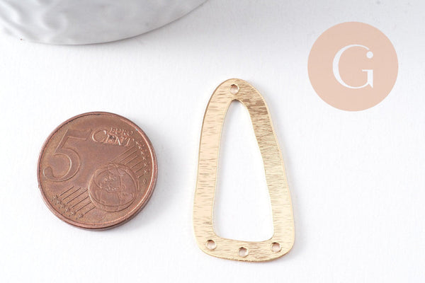 Connecteur triangle brossé laiton doré 18K 33mm, x2 (G10384)