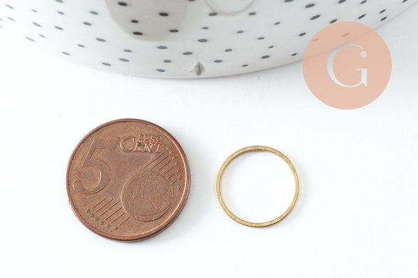 Connecteurs rond laiton brut 13mm, pendentif géométriques création bijoux, x50 (G0868)