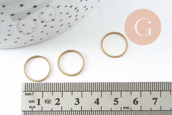 Connecteurs rond laiton brut 13mm, pendentif géométriques création bijoux, x50 (G0868)