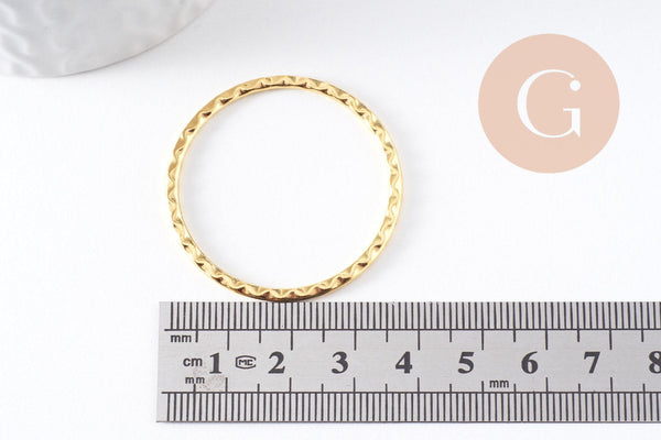 Connecteurs rond texturé zamac doré 38.5mm, x10 (G10335)