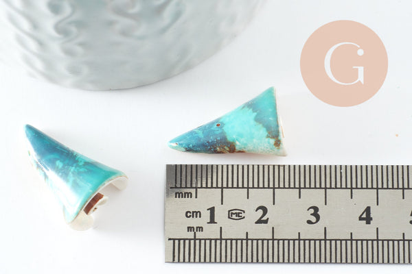 Coquillage bleu naturel spirale Conch perce 27mm, x5 (G0449)