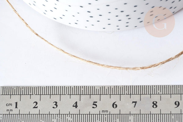 Corde de jute beige 1~2mm, x5 mètres (G7982)