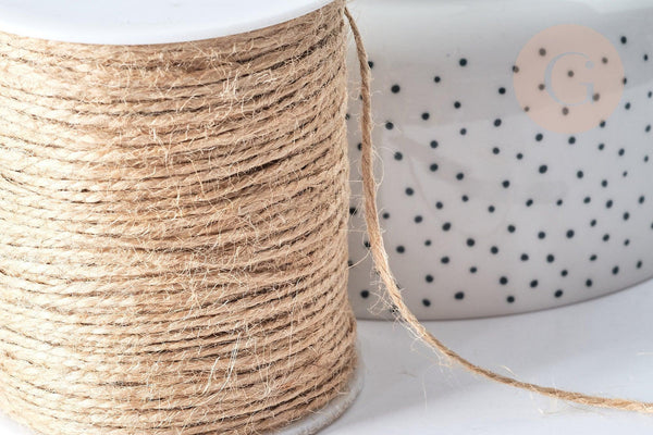 Corde de jute beige 1~2mm, x5 mètres (G7982)