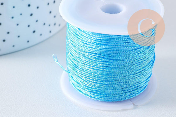 Cordon Bleu Métallisé 4 nuances polyester 0.8mm, cordon métallisé pour bijoux, x1 mètre (G10505)