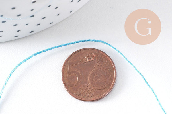 Cordon Bleu Métallisé 4 nuances polyester 0.8mm, cordon métallisé pour bijoux, x1 mètre (G10505)
