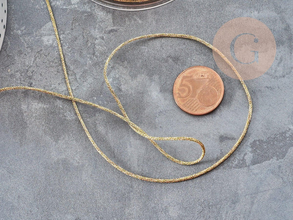 Cordon Métallique doré tressé polyester 1mm, x1 mètre (G9035)