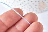 Cordon Métallique tressé bleu clair polyester 1mm, cordon pour bijoux, x 1Mètre (G7472)