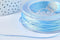 Cordon Métallique tressé bleu clair polyester 1mm, cordon pour bijoux, x 1Mètre (G7472)